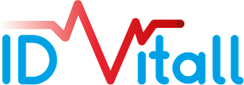 Logo officiel de ID Vitall, une solution numérique innovante dédiée à l&#39;identité, la coordination et la sécurisation des parcours de santé. Le visuel associe le nom « ID Vitall » en lettres bleues, avec une ligne de vie rouge intégrée dans le « V », évoquant les constantes vitales, la santé connectée et la prévention. Ce logo symbolise l’engagement dans l’e-santé, les données médicales sécurisées et l’accompagnement numérique des patients.