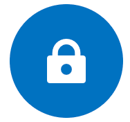 Icône ronde bleue représentant un cadenas blanc fermé, symbole universel de sécurité, confidentialité, ou accès restreint. Utilisée couramment dans les interfaces web pour indiquer une connexion sécurisée, un espace utilisateur protégé ou une fonctionnalité nécessitant une authentification.