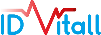 Logo officiel de ID Vitall, une solution numérique innovante dédiée à l&#39;identité, la coordination et la sécurisation des parcours de santé. Le visuel associe le nom « ID Vitall » en lettres bleues, avec une ligne de vie rouge intégrée dans le « V », évoquant les constantes vitales, la santé connectée et la prévention. Ce logo symbolise l’engagement dans l’e-santé, les données médicales sécurisées et l’accompagnement numérique des patients.